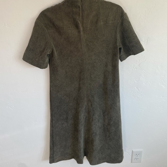 Prologue Olive Green Elbow Sleeve Corduroy Dress midi western size XS excellent - Picture 6 of 8
